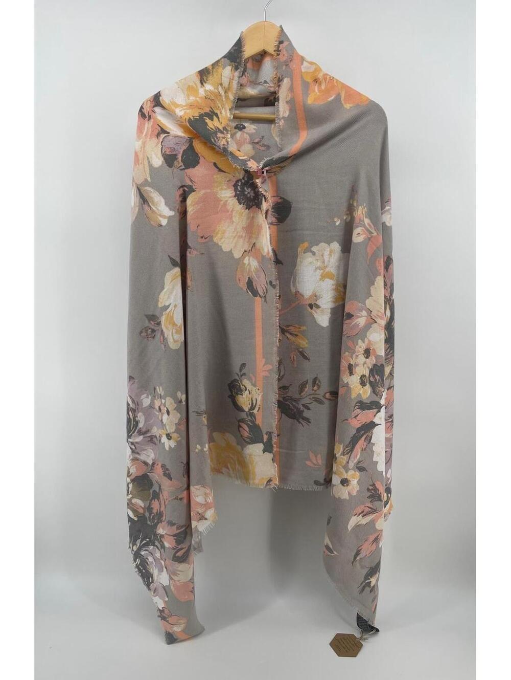 Vince Camuto Floral Scarf Wrap Women One Size Gray Pink NWT